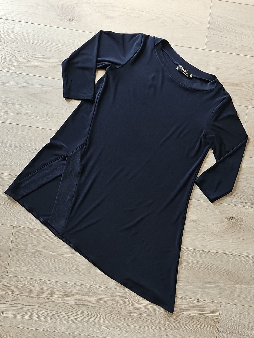 Sympli Asymmetric Split Hem Elbow Sleeve Tunic Top, Sz 8 *Wear - Read